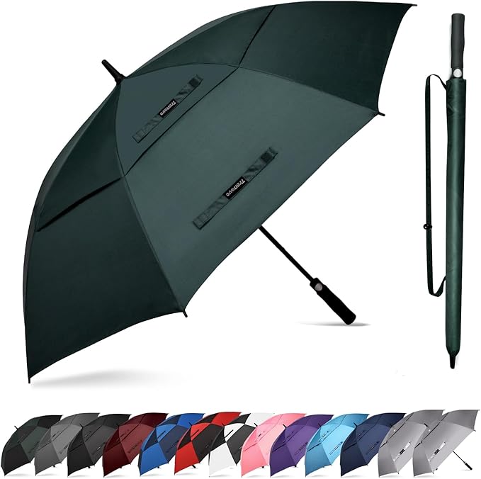 Auto Open Golf Umbrellas 62/68/72 Inch Extra Large Oversize for Business & Home, Ventilated Double Canopy Windproof Waterproof Stick Umbrella for Rain & strong wind