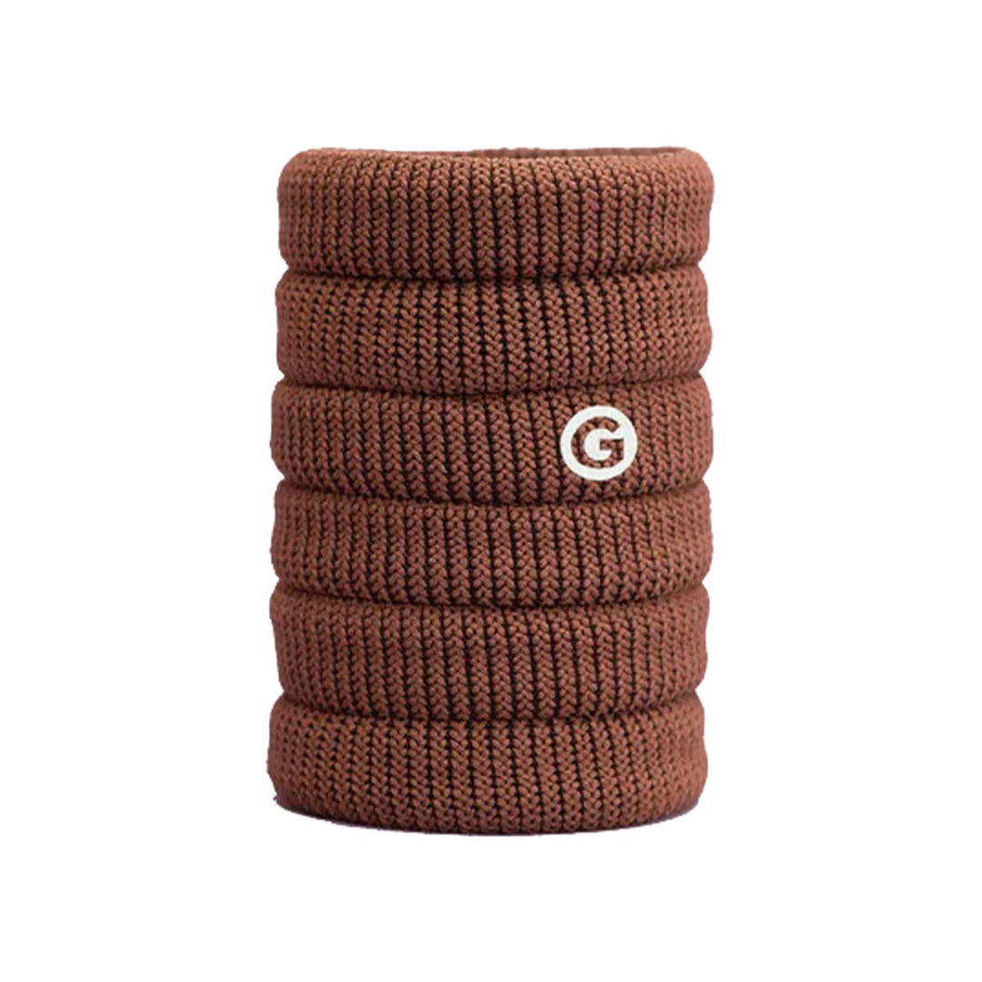 Gimme Beauty - Thick Fit Hair Bands - Brown Chestnut - Damage Free Hair Ties - Made with Seamless Microfiber Elastics - Thick + Curly Hair Accessories - No Snagging, Dents, or Breakage (6 Count)