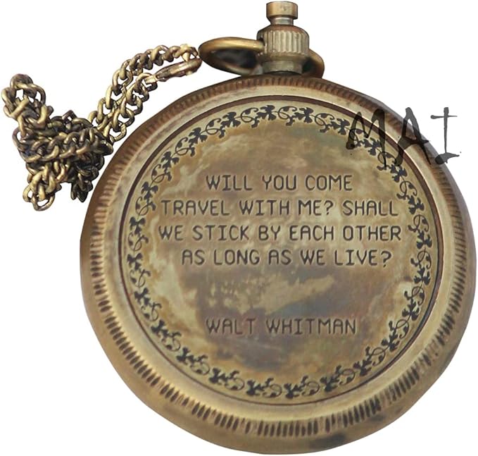 Will You Come Travel With Me? Shall We Stick By Each Other As Long As We Live? Vintage Quote Brass Compass with Wooden Box Scripture-WALT WHITMAN, Gifts Idea, Girls/Boys, Lovers, Husband, Wife, Fiancé