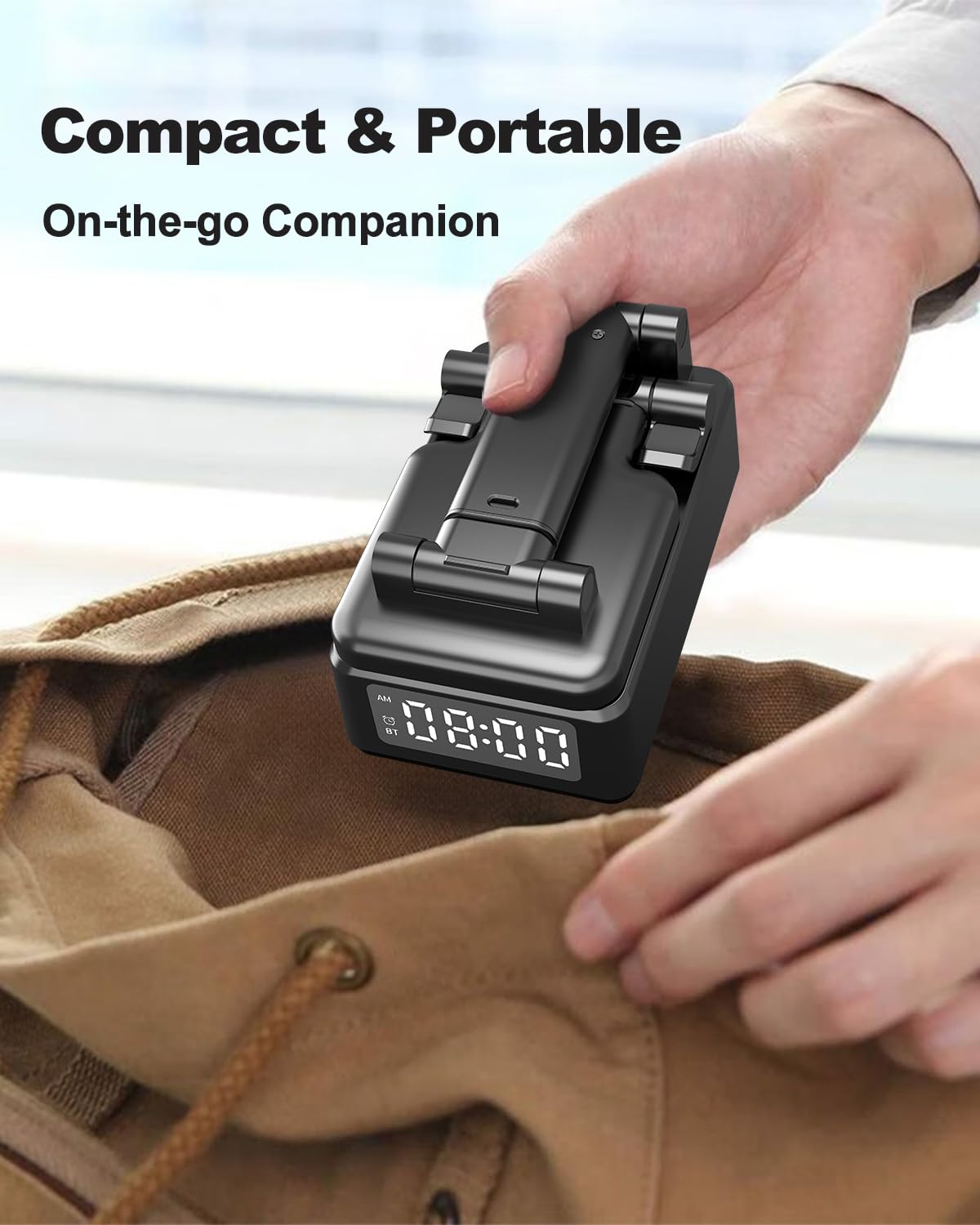 Birthday Gifts for Men Women, Bluetooth Speaker with Wireless Charger & Phone Stand, Gifts for Him, Foldable Angle & Height Stand with Alarm Clock, Ideal for Dad Mom, Tech Gadget Stocking Fillers