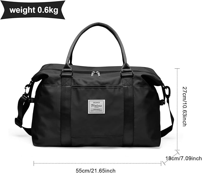 Weekender Duffel Bags for Women Men, Travel Totes Bag for Airplane, Cute Sports Gym Dance Overnight Luggage Bag with Wet Pocket, Carry On Hospital Bag for Labor and Delivery (Large Black)