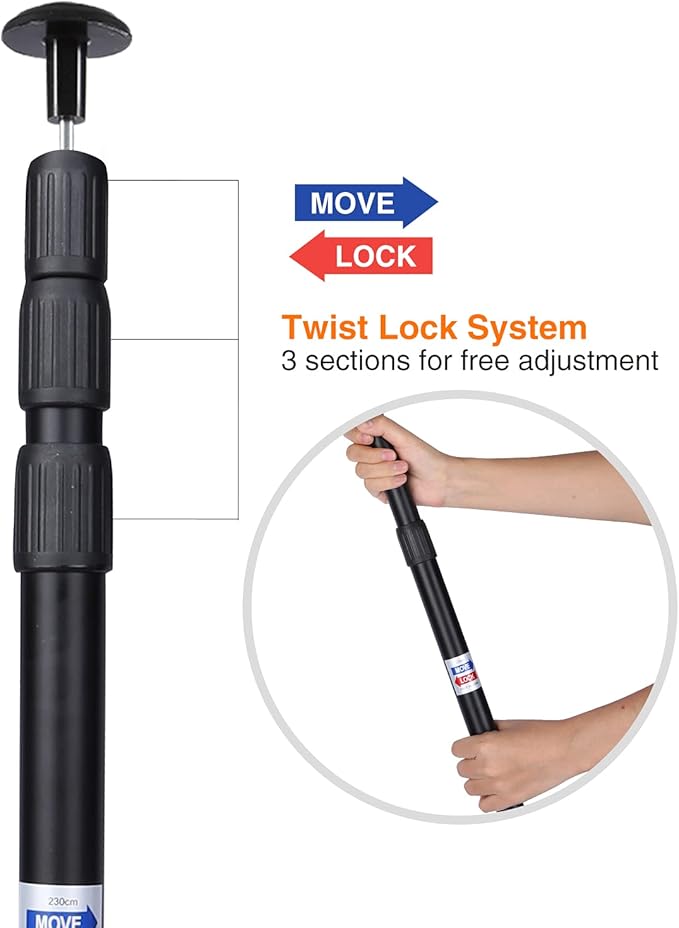 REDCAMP Aluminum Adjustable Camping Tarp Poles, Set of 2, 36in to 90in Telescoping Lightweight waterproof Tent Poles for Shelter, Hammock Rain Fly, Awning, Black