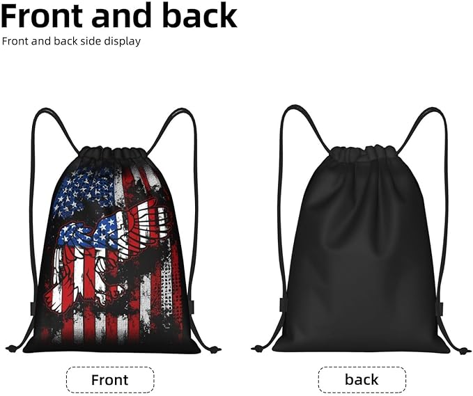 Eagle Outline Drawstring Backpack American Flag Gym Drawstring Bag Patriotic Gift for Independence Day Veterans Day Memorial Day, 4th of July Party Favor Goodies Storage Bags, 3112036