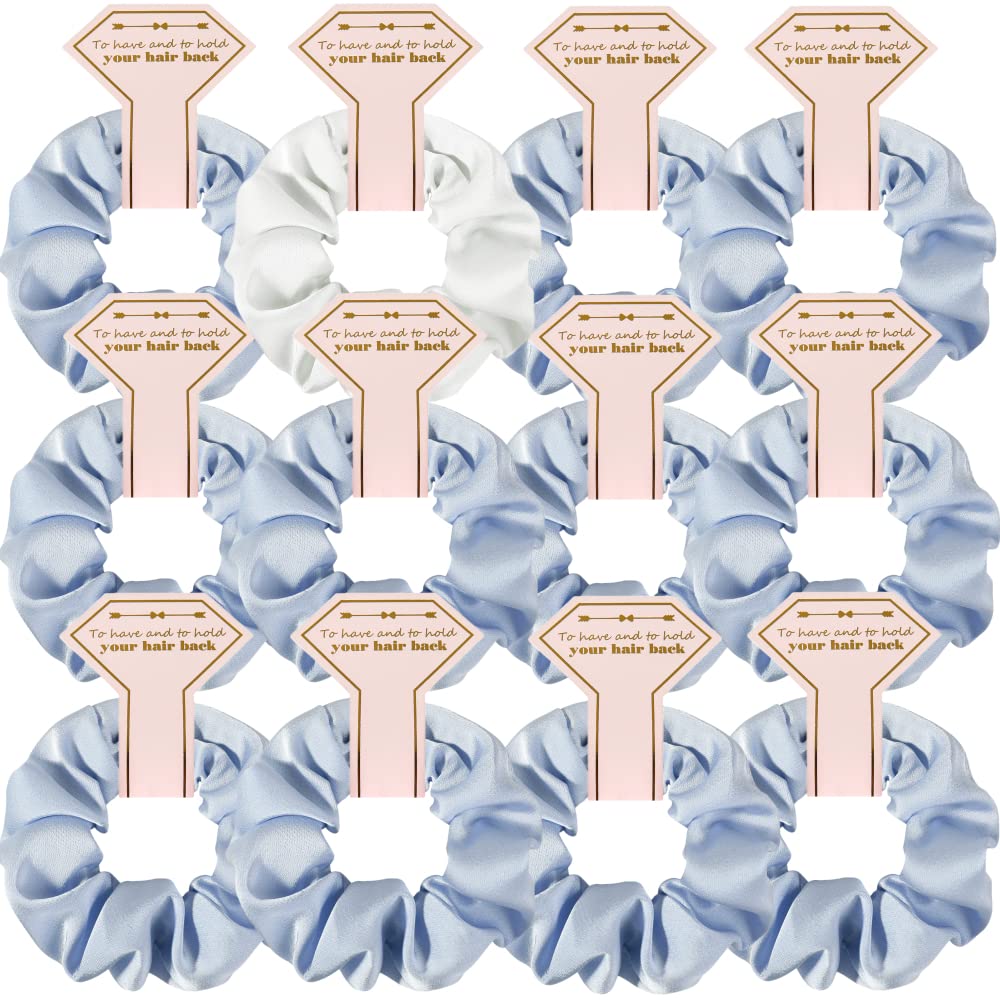 New Smooth Linen Satin Bridesmaid Scrunchies 12 Pack Proposal Gifts Elastics Hair Ties Scrunchies Bachelorette Party Favors Sati