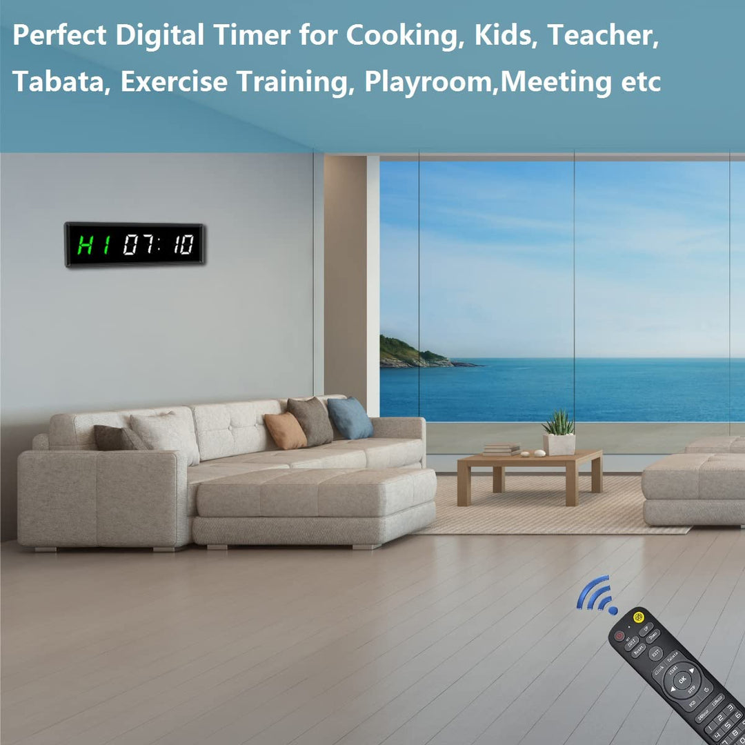 BTBSIGN LED Interval Workout Timer Count Down/Up Clock Stopwatch with Remote for Home Gym Fitness White