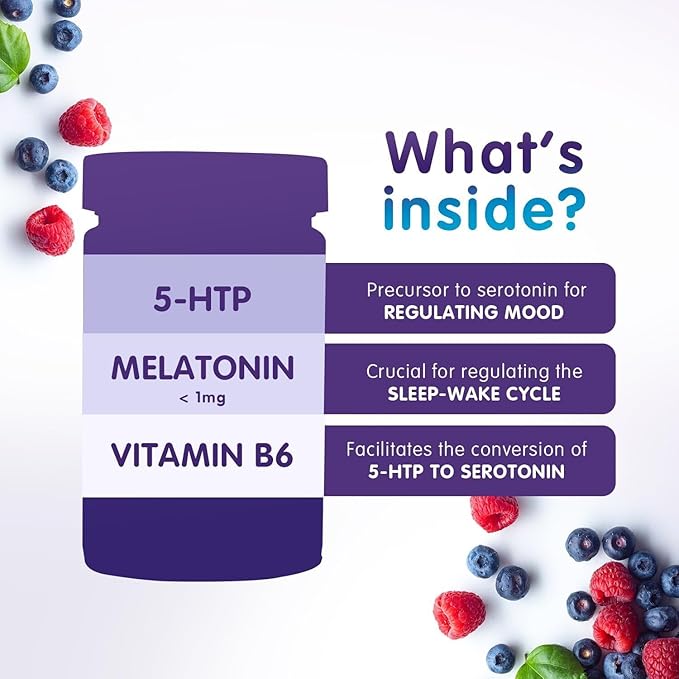 Livello Sleep Wild Berry Gummies - 30 Servings Natural Sleep Support with 5-HTP, Melatonin, and Vitamin B6 for Peaceful Night, Vegan & Gluten-Free