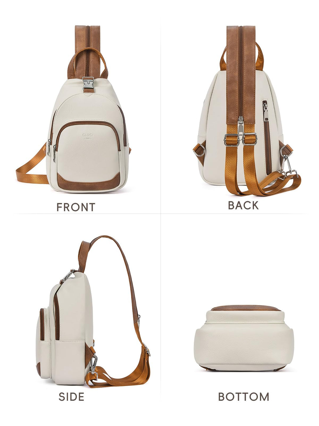 CLUCI Sling Bags for Women,Small Backpack for Women, Leather Sling Backpack Convertible Crossbody Bags for Women Travel