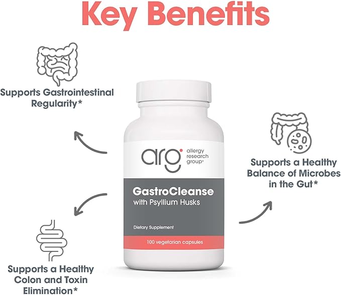Allergy Research Group Gastro Cleanse Supplement - Gut Cleanse Detox, Constipation Relief for Men & Women, Colon Cleanse, Magnesium - 100 Count