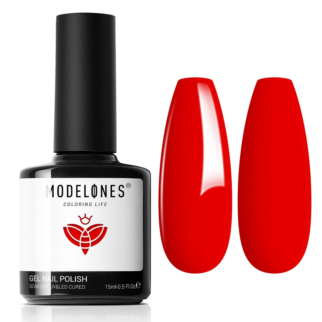 Modelones Red Gel Nail Polish, 1 Pcs 15 Ml Fall Color Gel Polish Soak Off Led Red Nail Polish Gel Manicure Diy Salon Long Nails