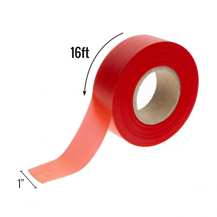 ASR Outdoor 16ft Hiking Gear High Visibility Marking Ribbon, Red