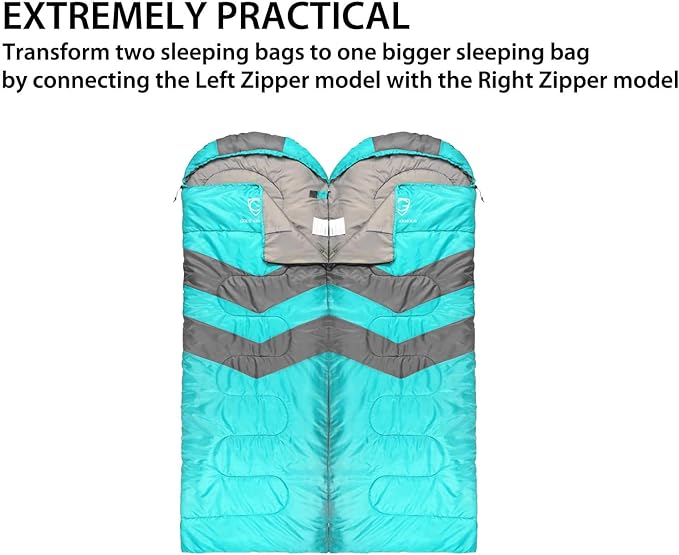 Gold Armour Sleeping Bags for Adults Cold Weather & Warm - Backpacking Camping Sleeping Bag for Kids 10-12, Girls, Boys - Lightweight Compact Camping Essentials Gear Accessories, Right Zipper