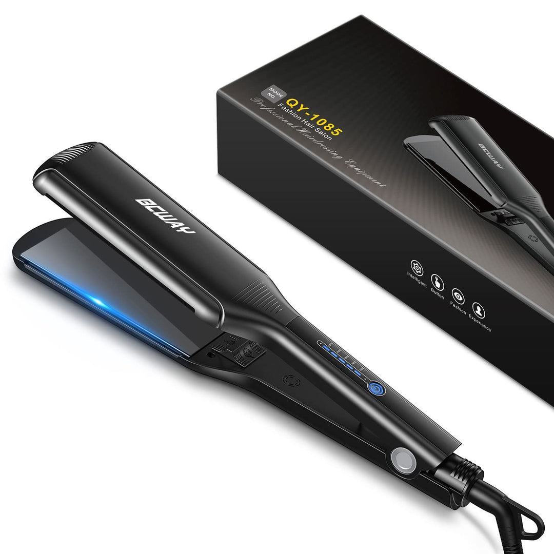 Bcway Professional Hair Straightener, 2.16'' Extra-Large Floating Titanium Flat Iron, Anti-Static 30s Instant Heating Straighten