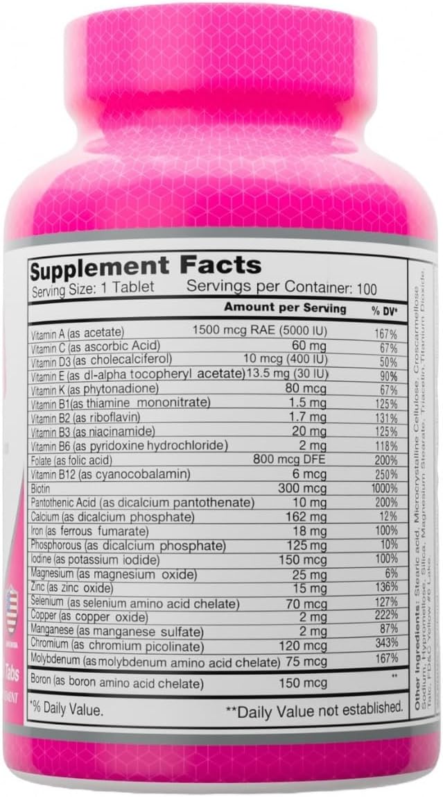 ALFA VITAMINS Multi Women Vitamins Dietary Supplement with Essential Vitamins & Minerals for Women - Amino Acids + Antioxidants - 100 Tablets (2 Pack)