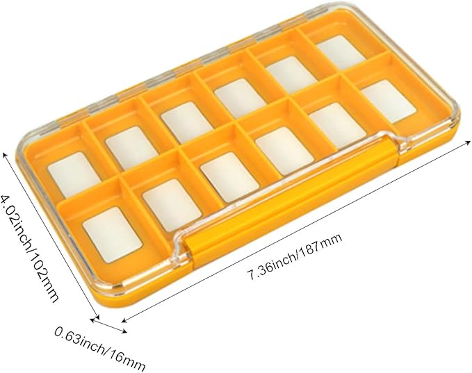 Aventik Waterproof Fly Fishing Boxes Supper Slim Transparent Plastic Easy Grip Foams Multi Magnetic Compartments Fishing Tackle Storage Trags 7.36"X4.02"X0.63"(Orange-H046L12C)