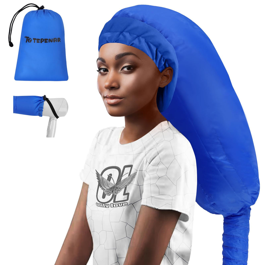 Tepenar Hair Dryer Bonnet Attachment: Upgraded Extra Large Bonnet Hair Dryer Adjustable Hair Dryer Caps - Easy To Use For Natura