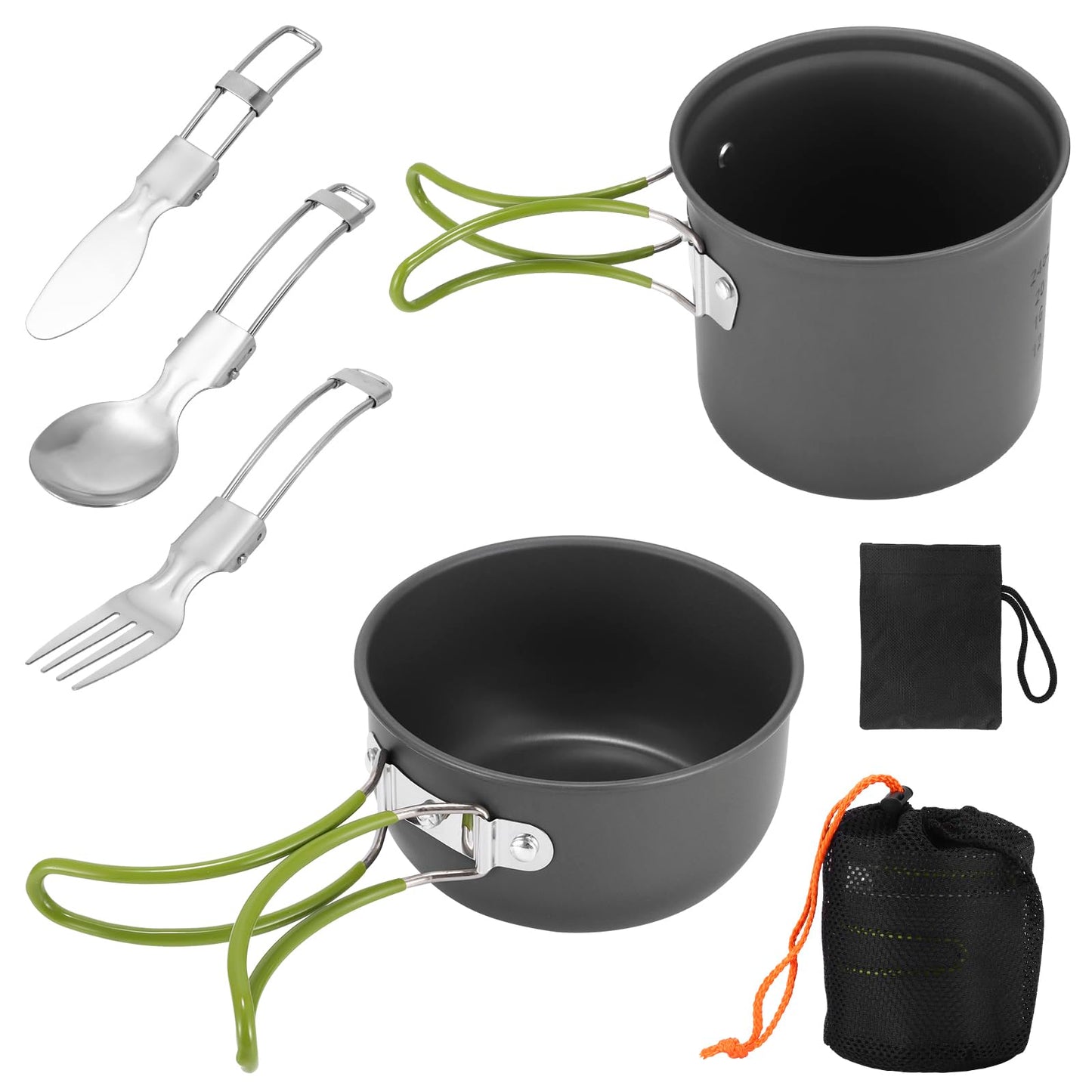 Palmcee Camping Cooking Set, Portable Camping Outdoor Cookware Mess Kit with Storage Bag, Non Stick Foldable Aluminium Cookware Kit, Lightweight Camping Cooking Equipment for Camping Picnic Hiking