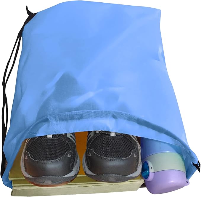Blue Drawstring Backpack Bulk 28 PCS Drawstring Bags String Backpack Cinch Bag Sackpack for Men Women Gym (Sky Blue)