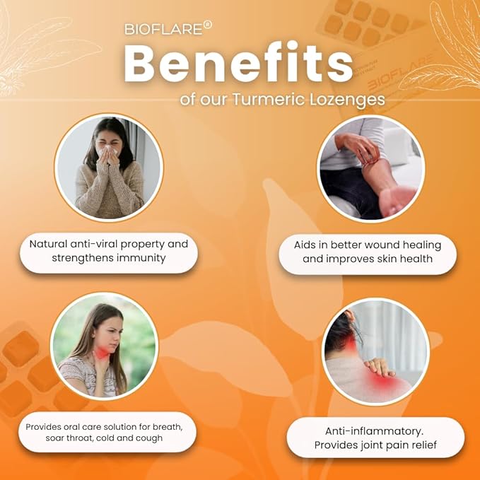 Turmeric Lozenges – Sugar-Free Throat Lozenges for Sore Throat Relief & Cough – Turmeric Curcumin Supplement with Curcuma & Turmeric Extract – Immune & Liver Support (Single Pack)