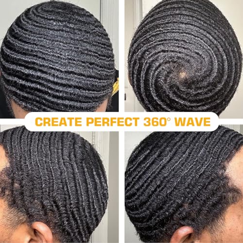 Wave Pomade for Men - Strong Hold, Easy Wash, Promotes Layered Waves, Moisture, Silky Shine, Hair Cream, Grease, Brush, Durag, Cap Set (Red)