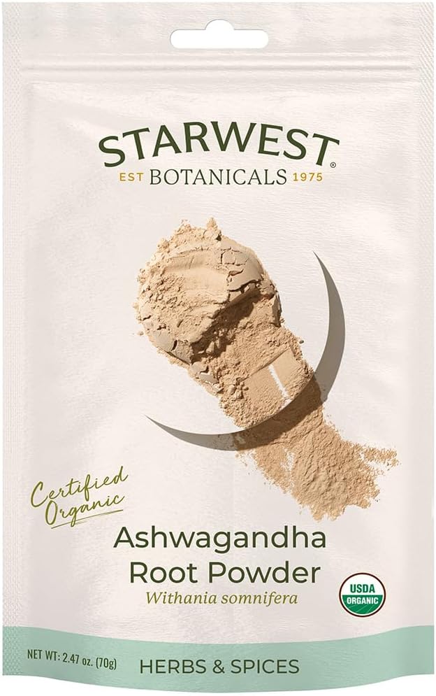 Starwest Botanicals Ashwagandha Root Powder Organic Eco-Friendly (2.47 oz)