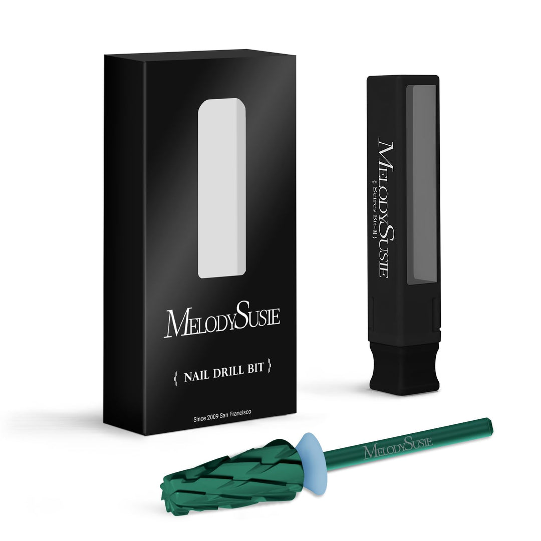 MelodySusie Super Cut Edition 5 in 1 Nail Drill Bits, 3/32'' Carbide Tungsten Multi-function Bits, Suitable for Manicure Pedicure Cuticle Gel Polishing, Green, Series Bit-M, 4XC