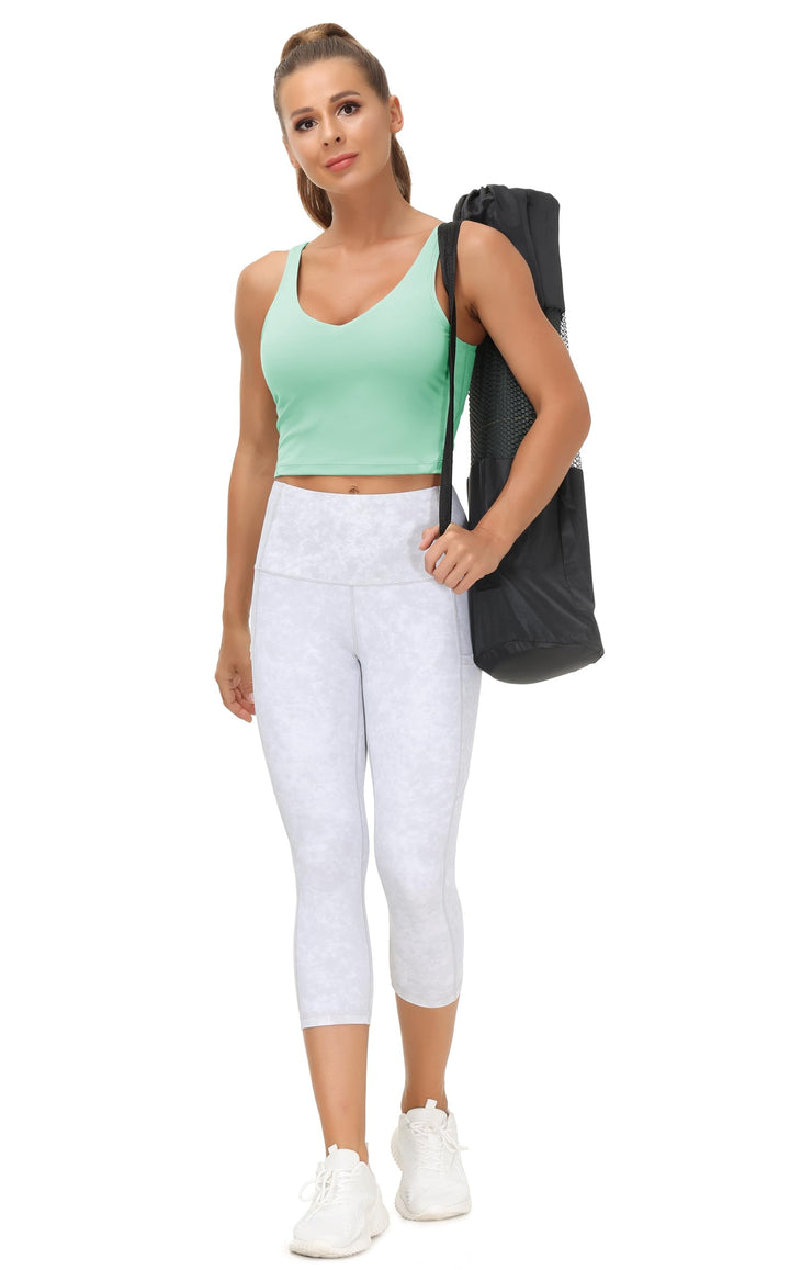 Women’s Longline Sports Bra Wirefree Padded Medium Support Yoga Bras Gym Running Workout Tank Tops(Mint Green, Small)