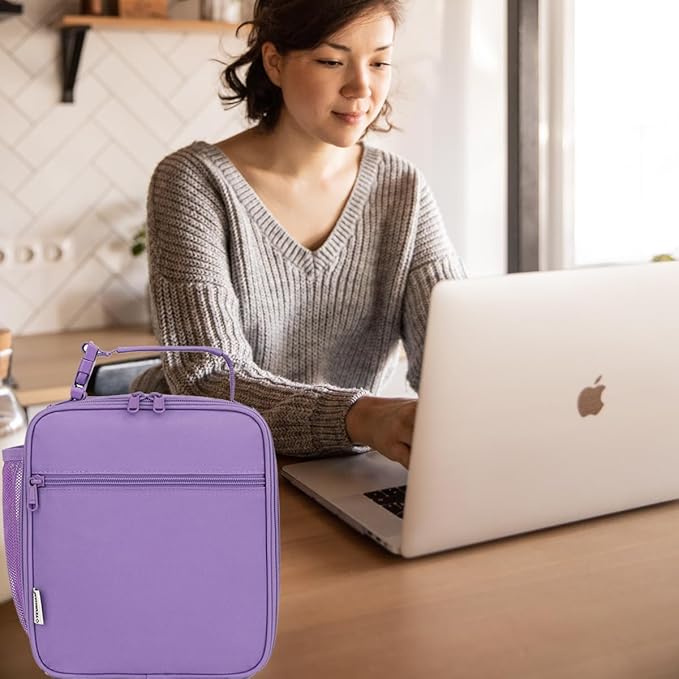 Lunch Box for Kids Boys Girls Men Women, Insulated Small Soft Cooler Lunch Bag Kit for School Work Picnic Travel - Reusable Portable lunchbox, Purple