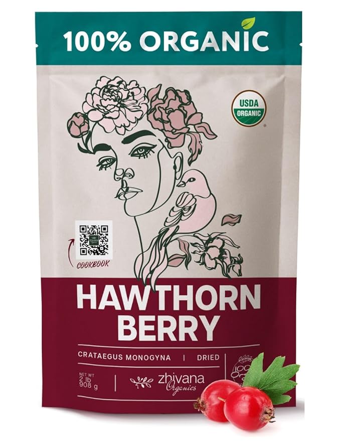 Extra Large 2lb Bag - Hawthorn Berry Tea Organic - Dried Hawthorn Berries Whole - Hawthorne Tea - Healthy Blood Pressure, Heart Health, Immune Support