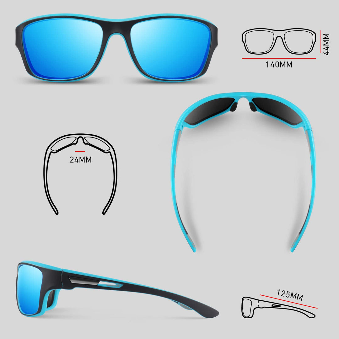 WEAROYO Polarized Sports Sunglasses for Men Women,Fishing Driving Rectangular Goggles UV400 Protection
