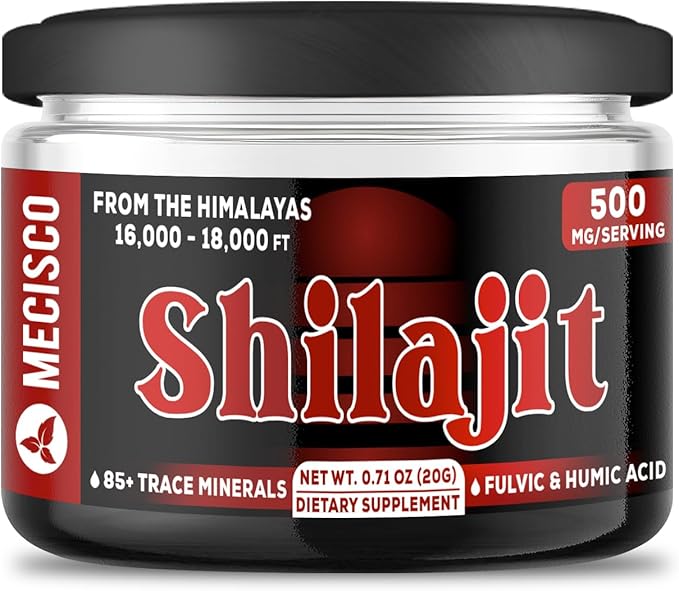 Shilajit Supplement - Shilajit Pure Himalayan Organic with Natural Fulvic, Humic Acid & 85+ Trace Minerals - Energy Production, Immune System, Brain Health & Overall Well-Being - 20G for 40 Servings
