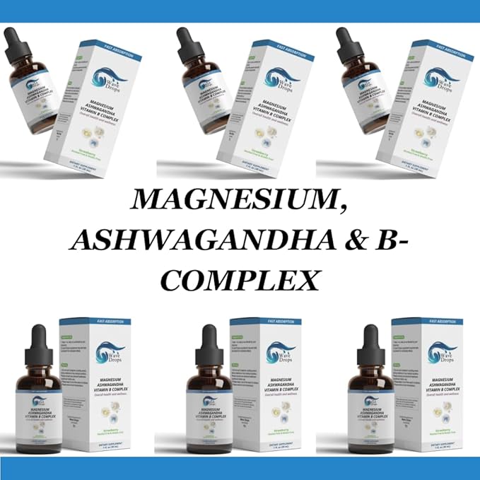 Magnesium, Ashwagandha & B-Complex Liquid Drops | Supports Stress Management,Nervous System,Promotes Energy Levels | Non-GMO and Gluten-Free | 1 Fl Oz (1)