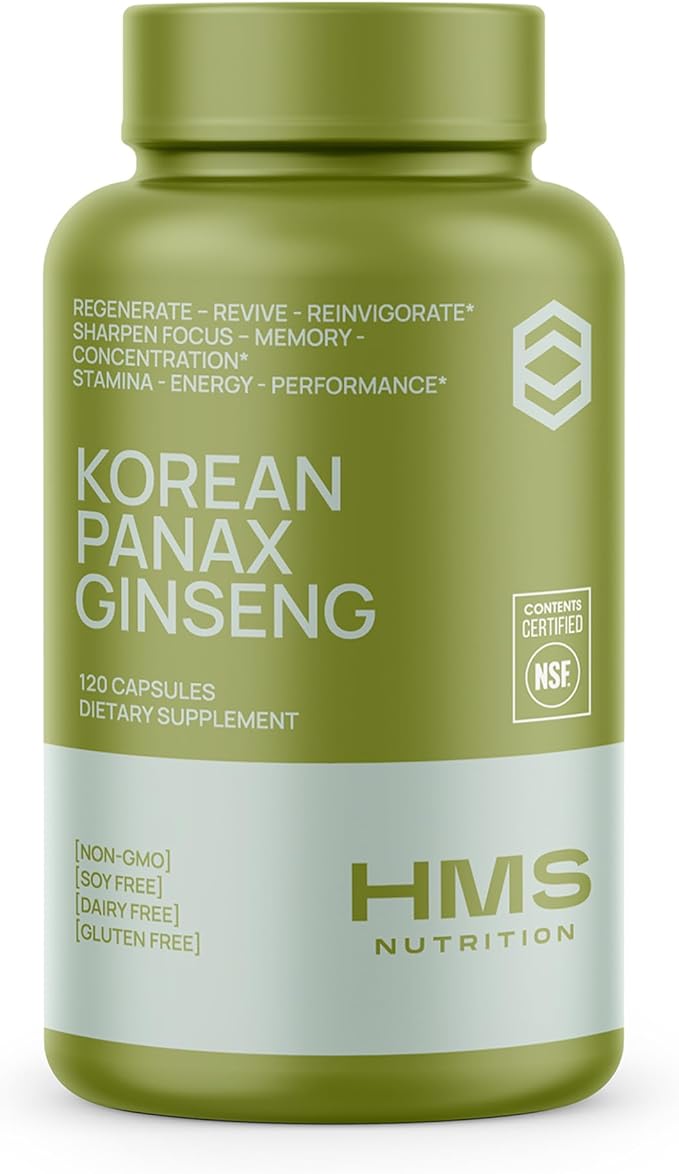 Korean Red Panax Ginseng 2000mg 120 Vegan Capsules Super Strength Extract NSF Certified Supplements, High Ginsenosides Supports Energy, Stamina, Performance and Clarity