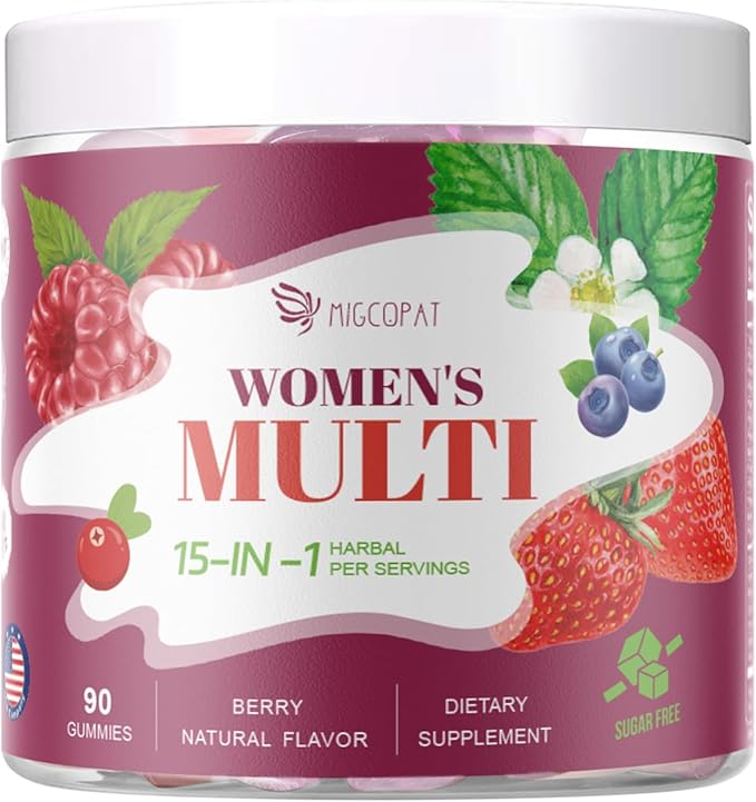 Womens Multivitamin Gummies | 45 Day Supply, Omega-3, Inositol, CoQ10, Prebiotics, Vitamins A, C, D3, E, B12, 90 Gummies for Heart, Brain Health