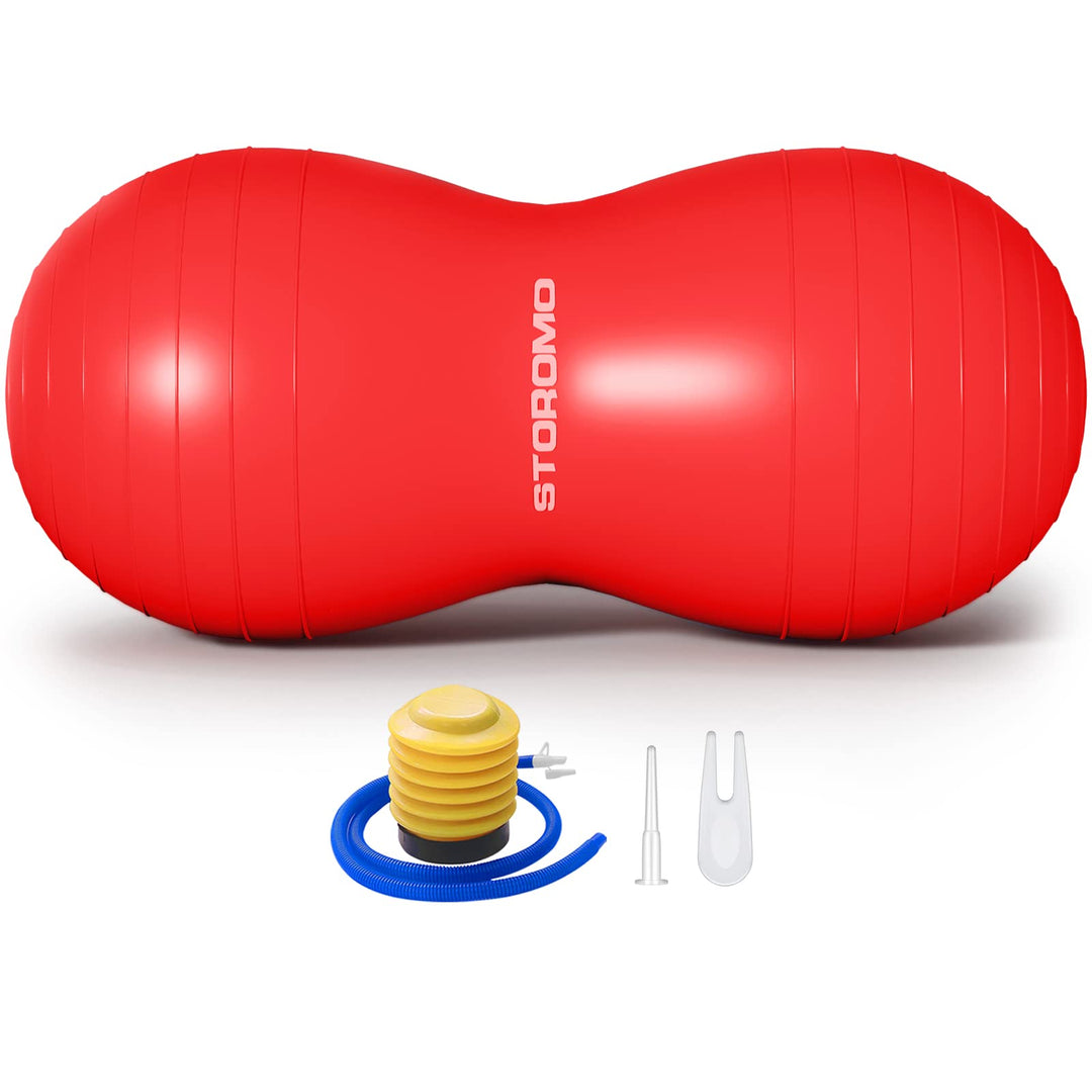 STOROMO Peanut Ball,Peanut Exercise Ball,Yoga Ball,Pregnancy Ball,Peanut Stability Ball,for Kids Therapy,Labor Birthing,Core Strength Training(Include Pump) (Red, 23.6x11.8 inch (60x30cm))