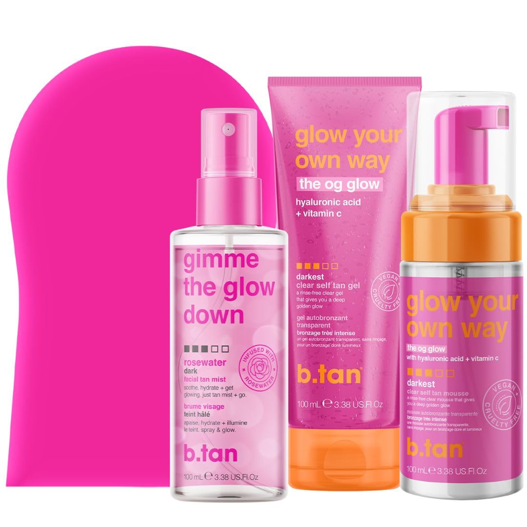Self Tanning Gel Travel Kit | Mini Dark Tanner, Gradual Face Mist & Mitt