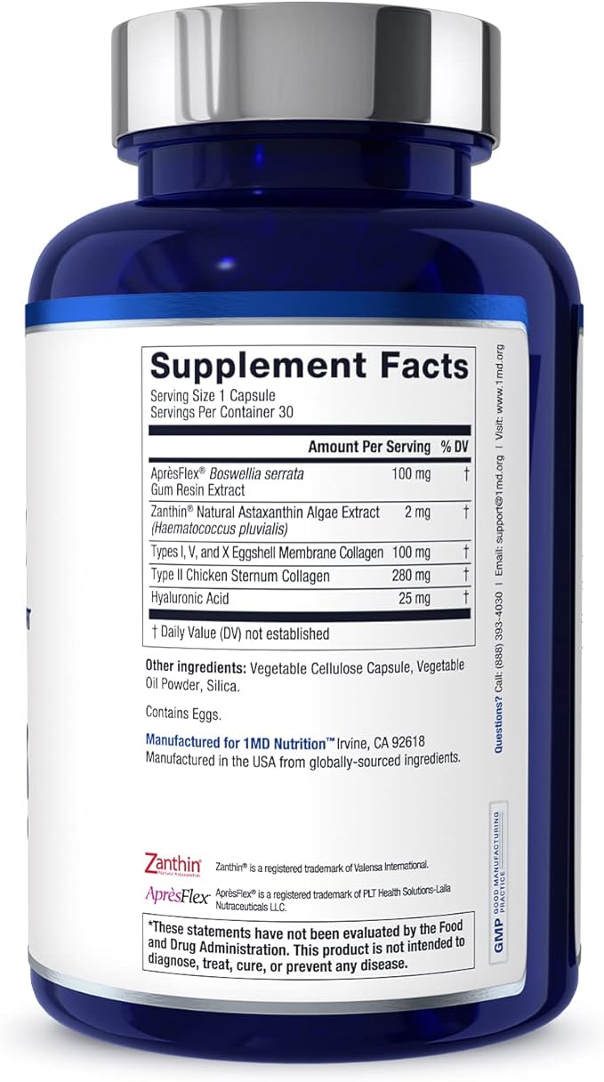 1MD Nutrition MoveMD - Health Supplement for Joint Discomfort & Support - Our Collagen Pills are Skillfully Formulated for Women & Men w/Hyaluronic Acid & Astaxanthin