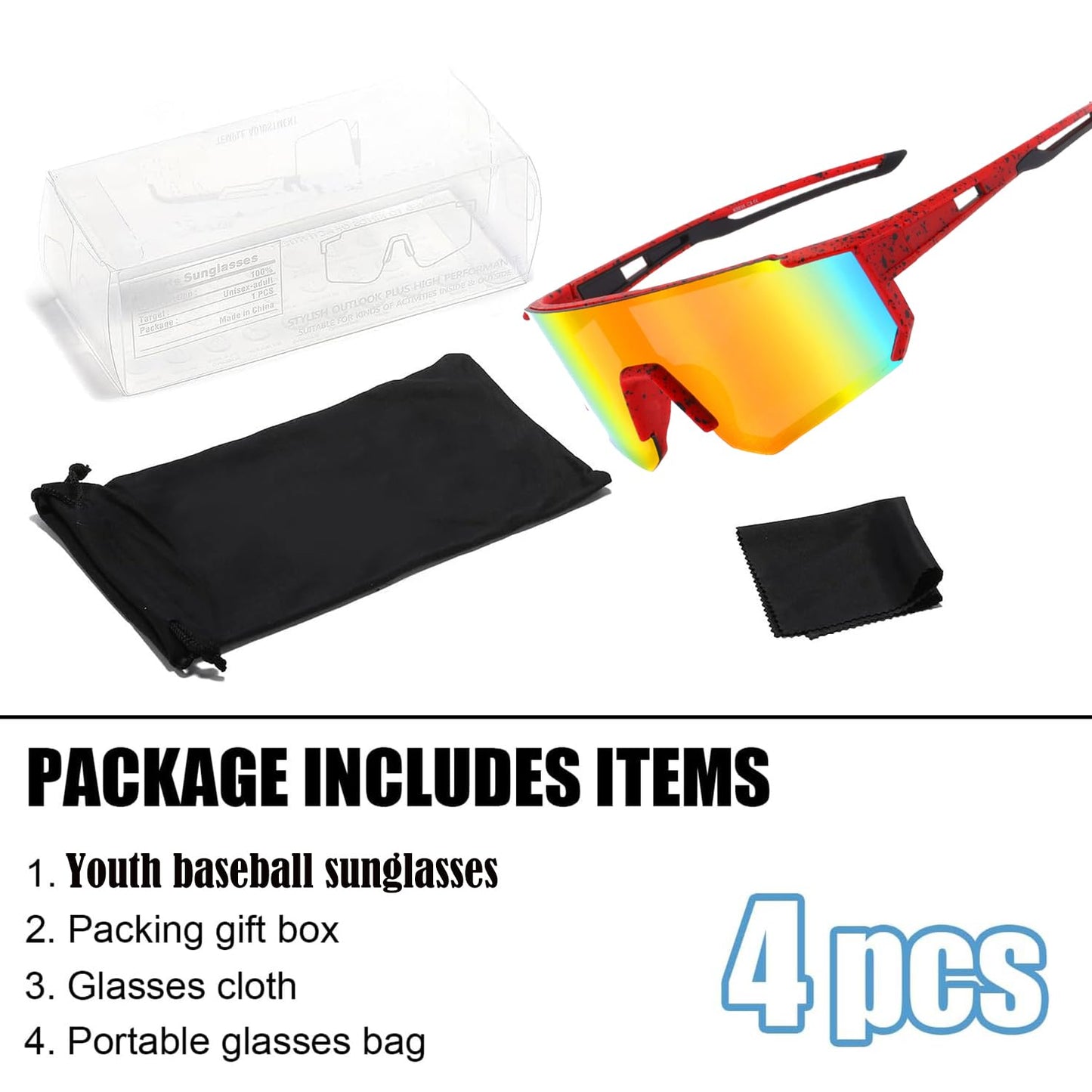 Youth Baseball Sunglasses For Boys Girls,UV400 Kids Sports Sunglasses,Cycling glasse Running Golf