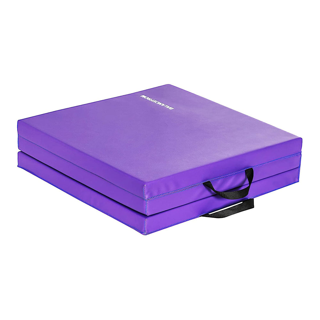 BalanceFrom 2" Thick Tri-Fold Folding Exercise Mat with Carrying Handles for MMA, Gymnastics and Home Gym Protective Flooring (Purple)