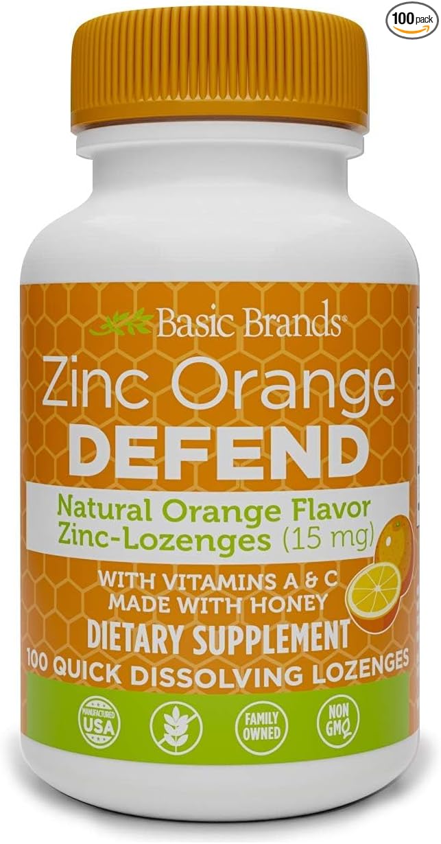 Basic Brands Zinc Lozenges, 100 Count, Orange