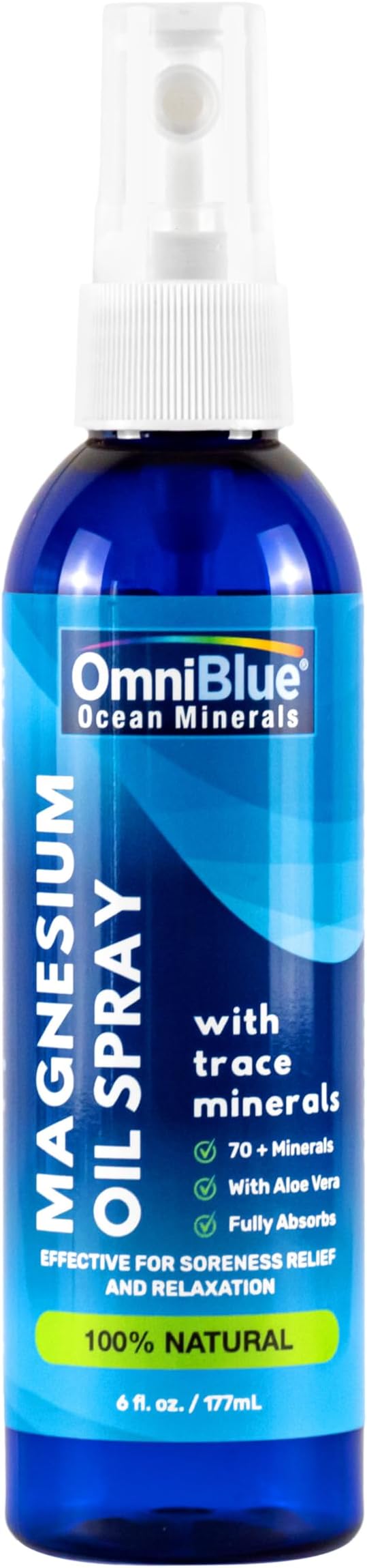 100% Natural Magnesium Oil and Ocean Minerals Spray | Complete Mineral Replenishment | Pure Magnesium | Organic Aloe Vera | Complete Fast Absorption | 6 oz