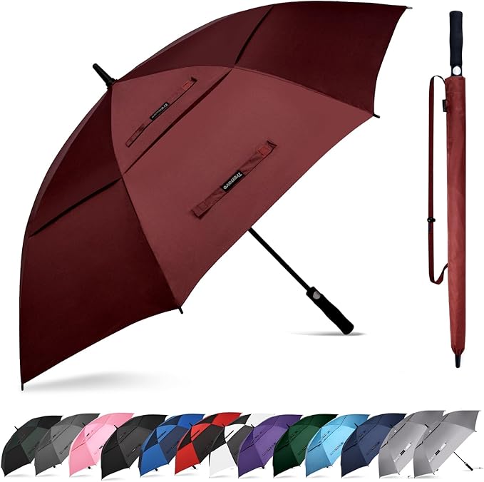 Auto Open Golf Umbrellas 62/68/72 Inch Extra Large Oversize for Business & Home, Ventilated Double Canopy Windproof Waterproof Stick Umbrella for Rain & strong wind