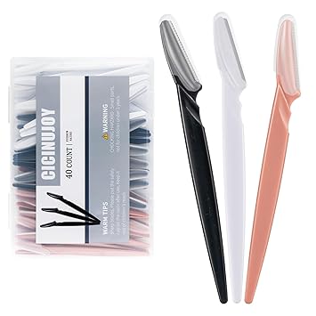 40pcs Eyebrow Razor for Women, Face Shaver Kit Dermaplaning Tool Peach Fuzz Removal, Stainless Steel Blades with Protective Covers | Trimmer, Facial Hair Removal