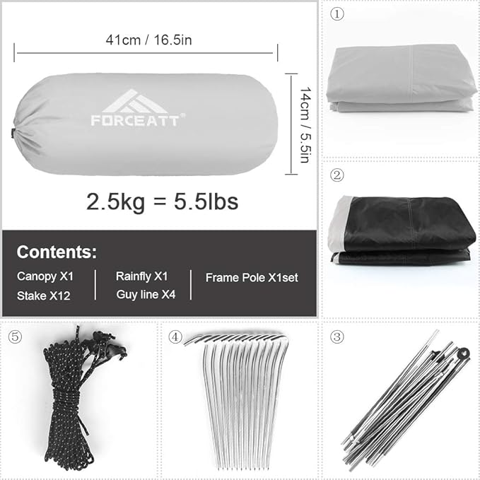 Forceatt Tent for 2 and 3 Person is Waterproof and Windproof, Camping Tent for 3 to 4 Seasons,Lightweight Aluminum Pole Backpacking Tent Can be Set Up Quickly,Great for Hiking