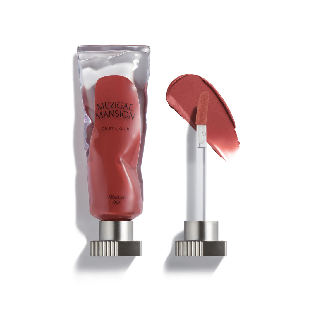 MUZIGAE MANSION Objet Lip Stain (Unique Paint Tube Design) – Velvet Matte Tint, Long-Lasting Waterproof Lipstick, Hydrating Korean Makeup, Red & Rose Gloss, K-Beauty Tinted Lipstain (04 AFFECTION)
