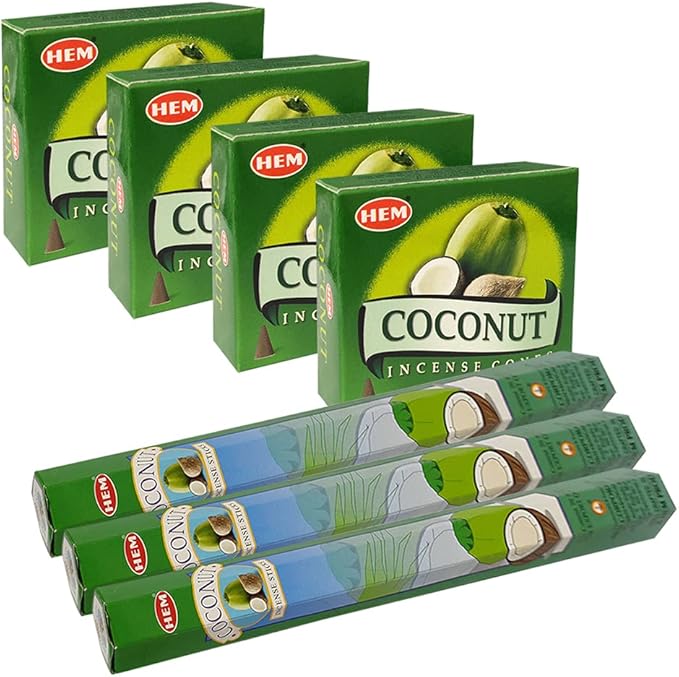 Coconut Incense sticks and cone incense holder variety pack bundle insence insense insienso