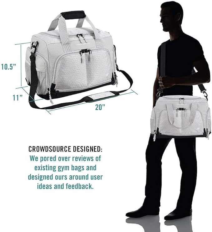 Ultimate Gym Bag 2.0: The Durable Crowdsource Designed Duffel Bag with 10 Optimal Compartments Including Water Resistant Pouch