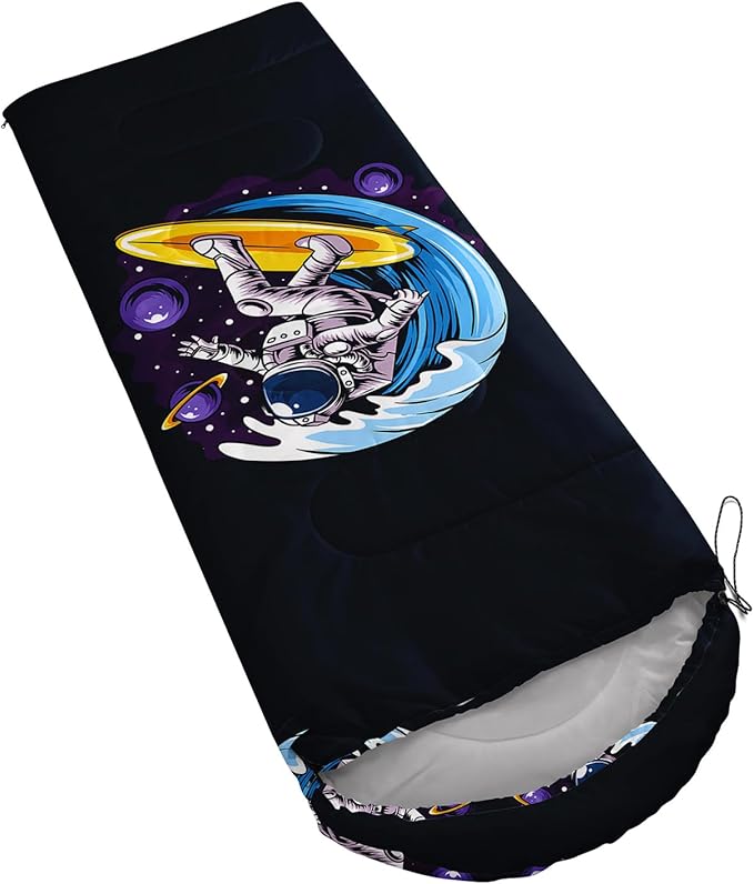 AILONEN Boys Sports Camping Sleeping Bags,Lightweight & Waterproof,3 Season Warm & Cool Weather,Black Player Basketball Sleeping Bags for Kids Adults,Travelling,Outdoors