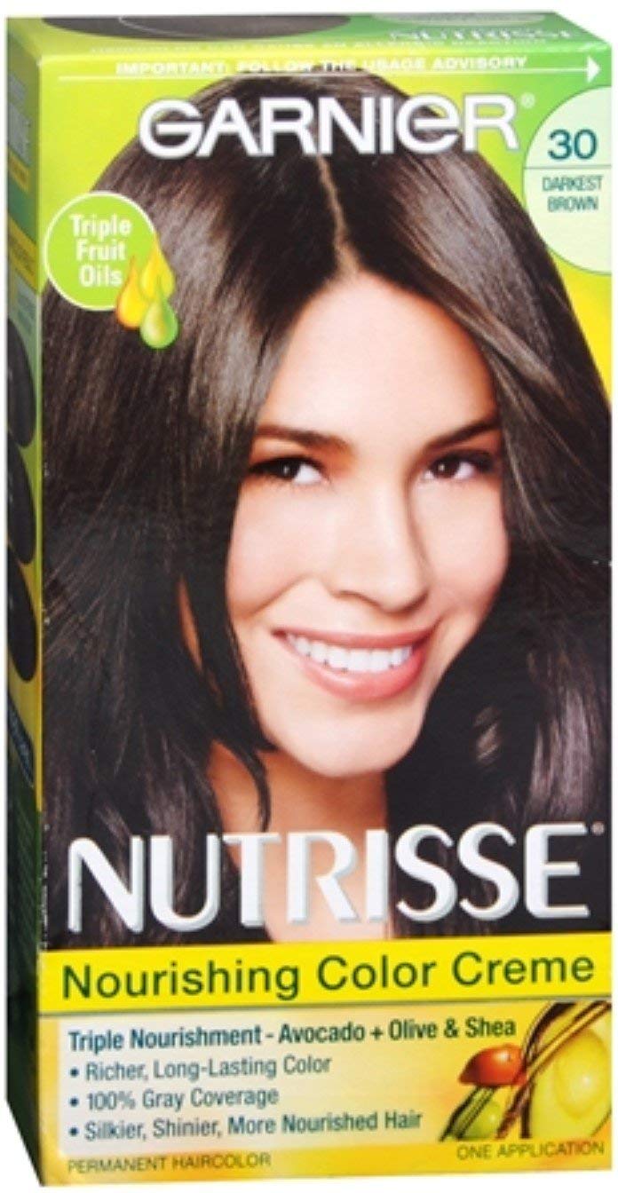 Garnier Nutrisse Haircolor, 30 Darkest Brown 1 Ea