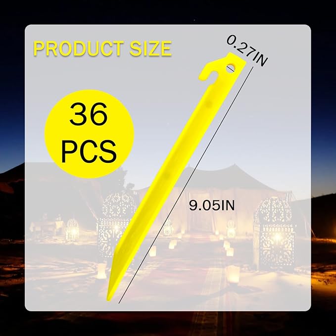 36Pcs 9 Inches Plastic Tent Stakes Halloween Christmas Inflatable Camping Yard Tent Stakes Replacement Light Safe Tent Stakes Heavy Duty Canopy Anchoring Pegs for Lawn Sand Ground Garden Decorations