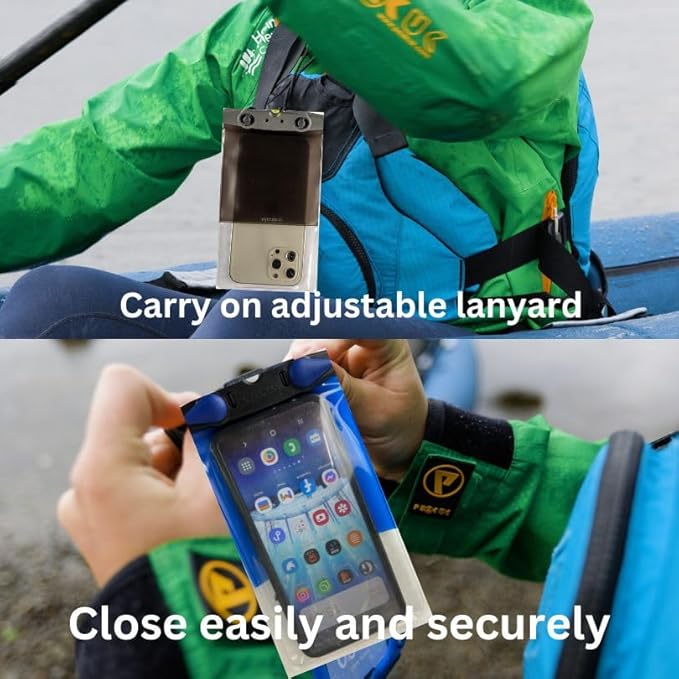 Aquapac Waterproof Phone Case, Medium, Grey, Lanyard, iPhone and Android, Made in The UK, Hiking, Mountain Biking, Running Accessory, Travel Essential, 5 Year Warranty. IPX8 Certified to 30 ft deep.